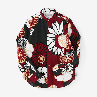 高島縮20/20 スタンドカラーシャツ／金襴緞子（きんらんどんす）