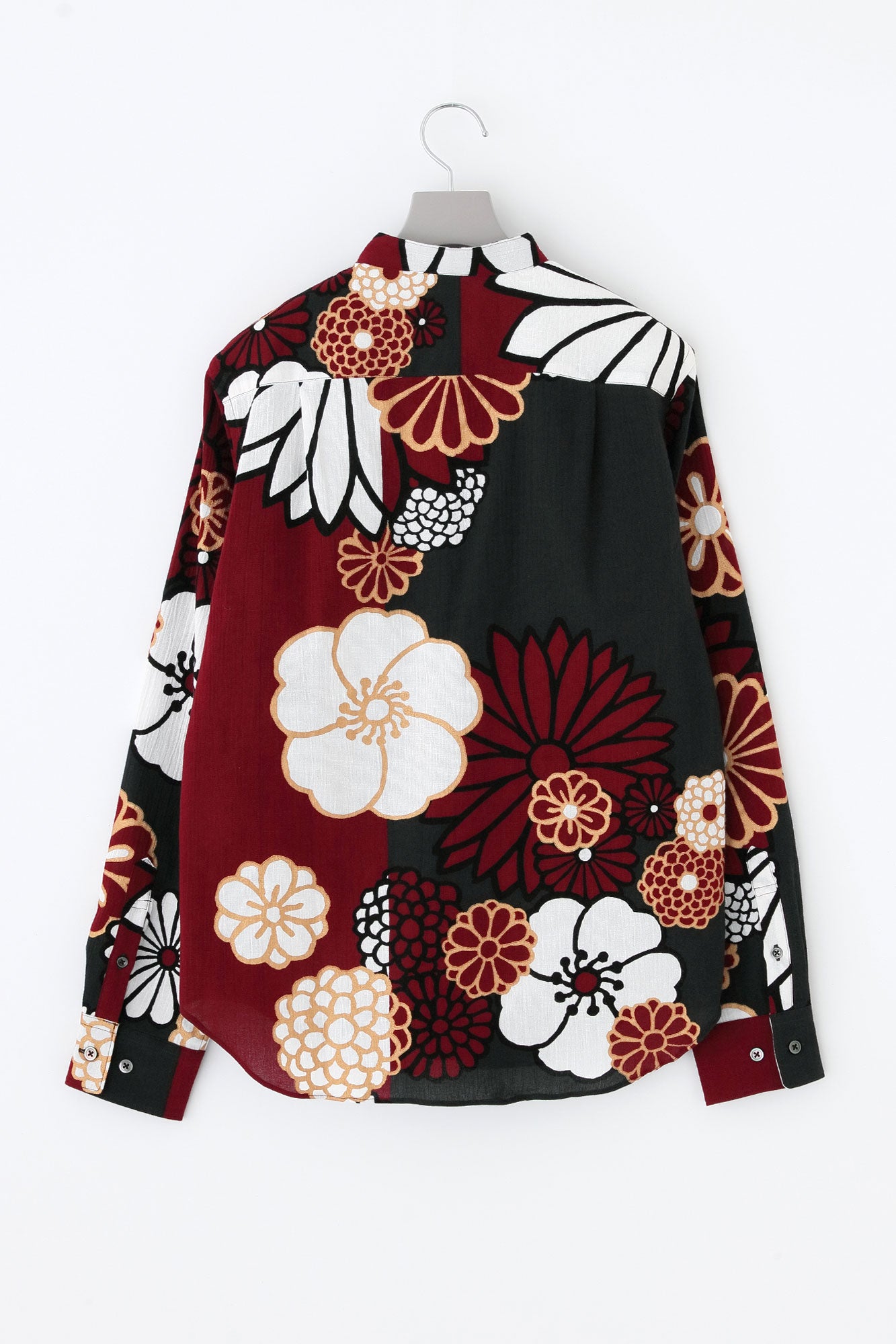 高島縮棉 20/20 立領長袖襯衫／金襴緞子