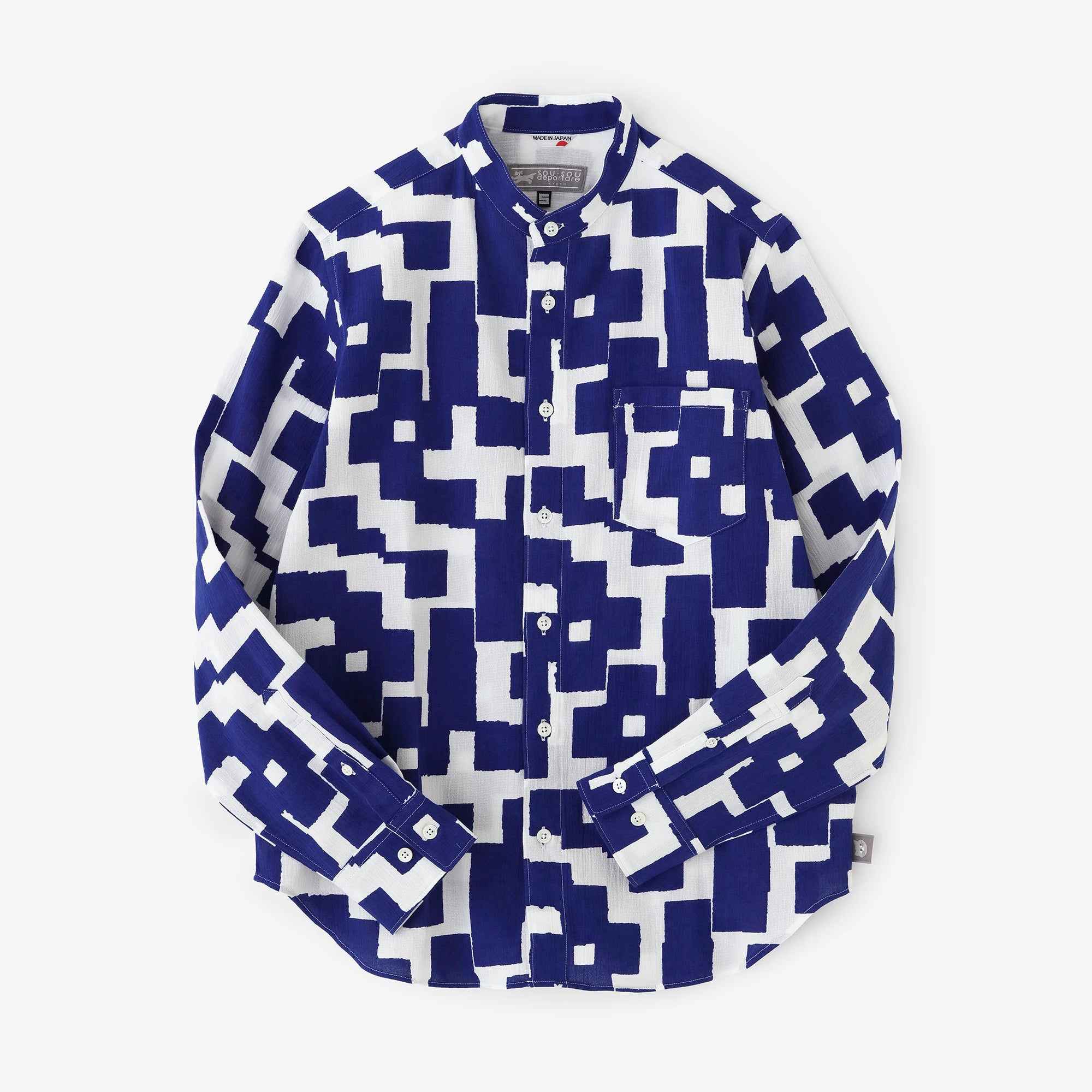 【3月10日頃発送予定】高島縮 20/20 スタンドカラーシャツ／いくばく模様（もよう）