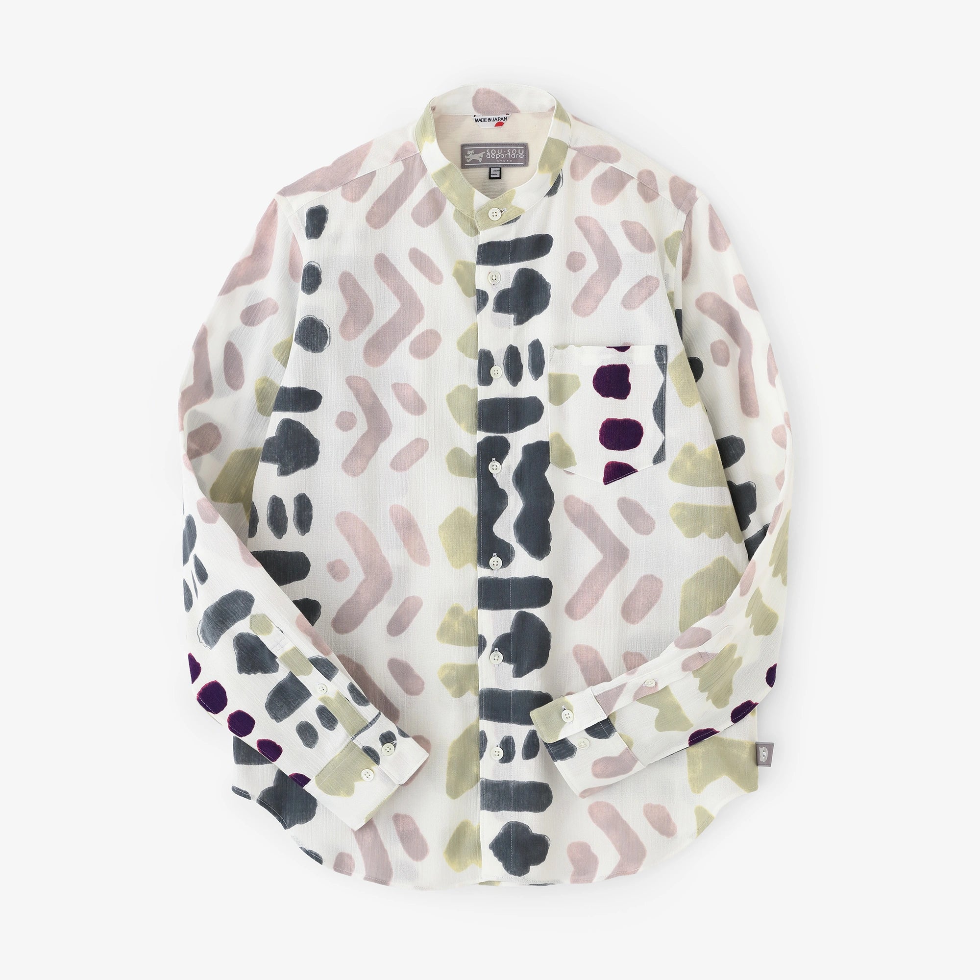 【3月10日頃発送予定】高島縮 20/20 スタンドカラーシャツ／文様（もんよう）