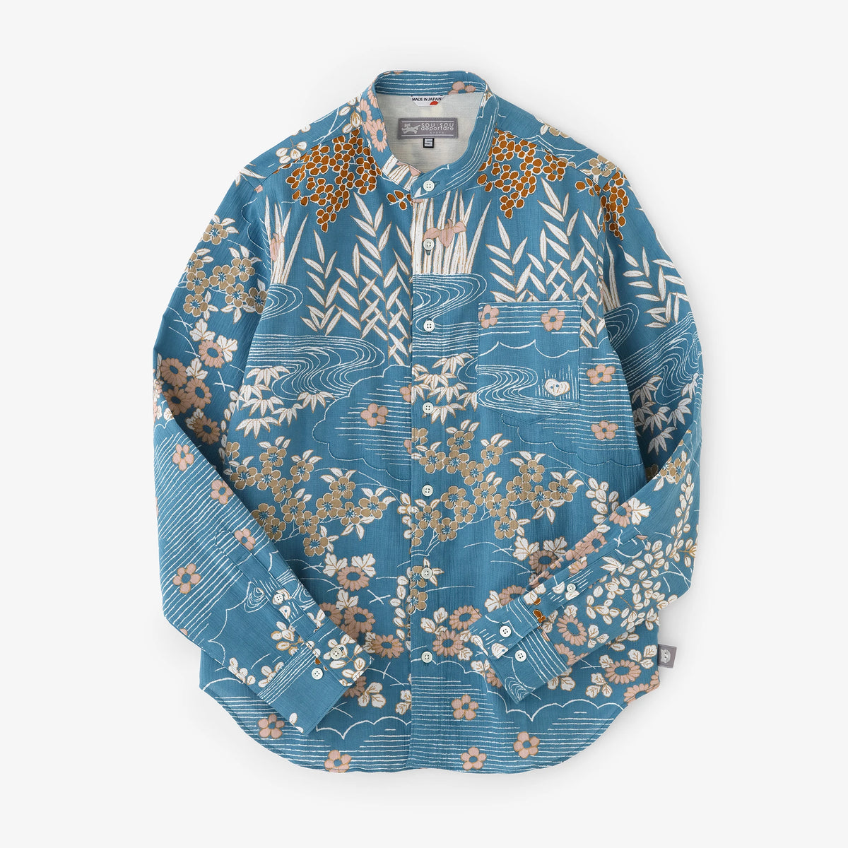 新品未使用 フランスからお取寄せ ブルーフローラル清涼コットンシャツ The Notch Shirt in Washable Silk | French Blue – Everlane