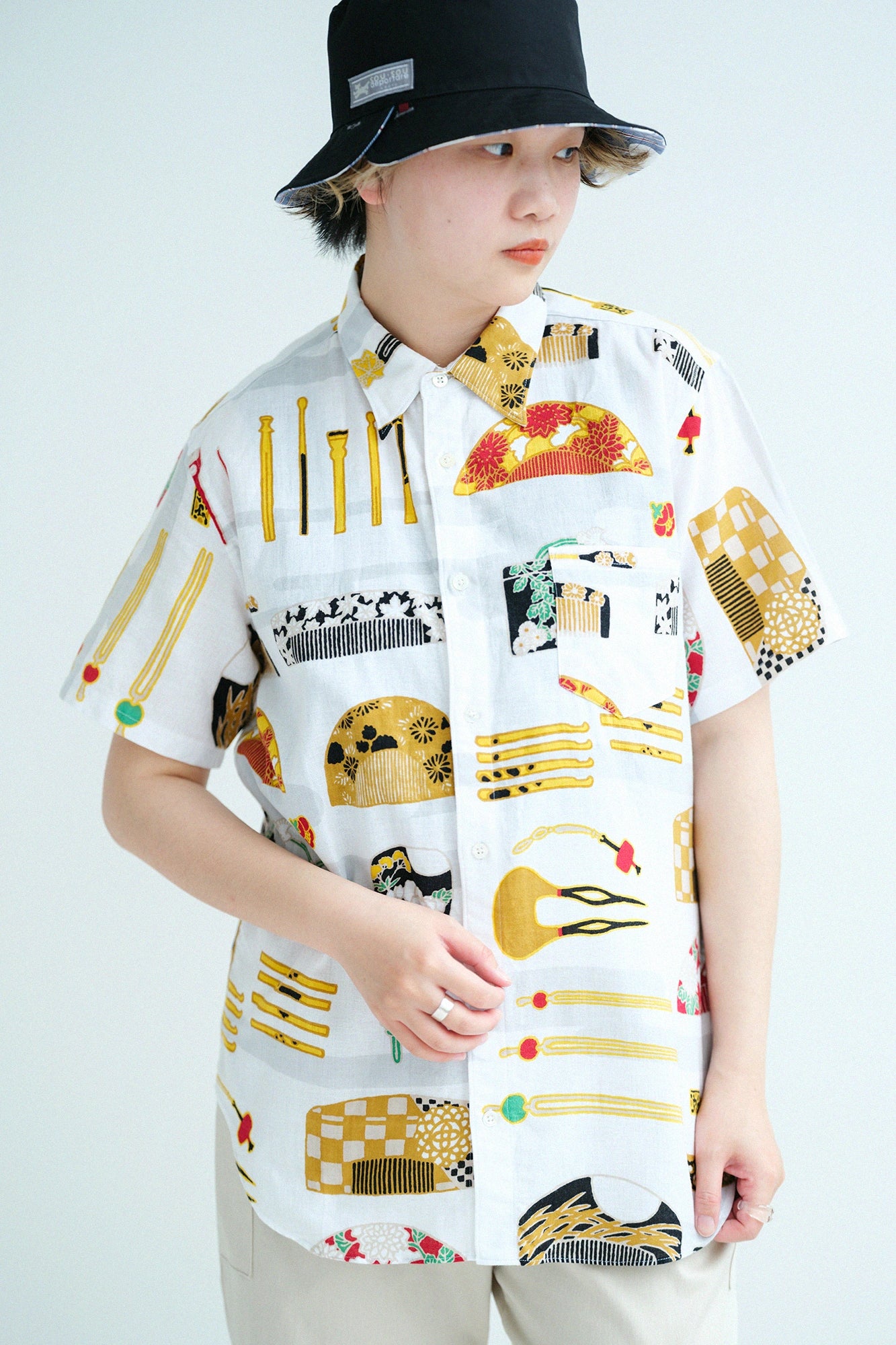Chemise/maquillage manches courtes en coton Ise