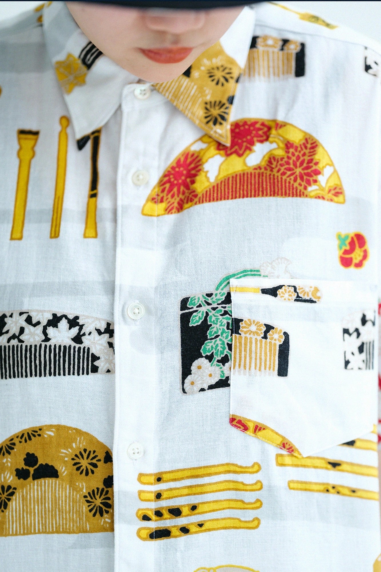 Chemise/maquillage manches courtes en coton Ise