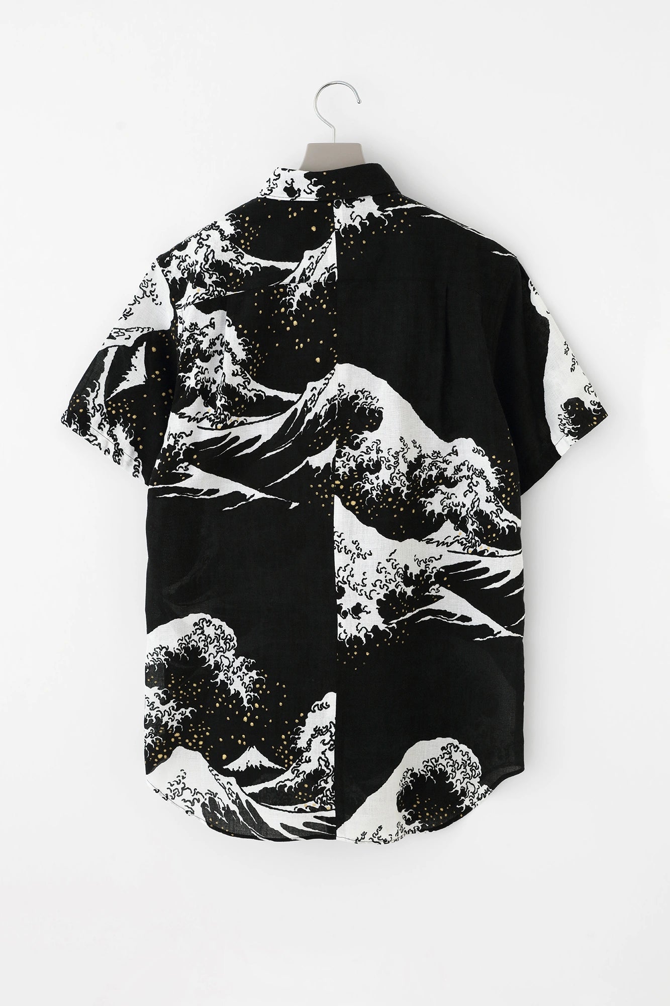Isemomen Cotton Bun Short Sleeve Shirt／Hokusai The Great Wave off Kanagawa-Recreation Twilight