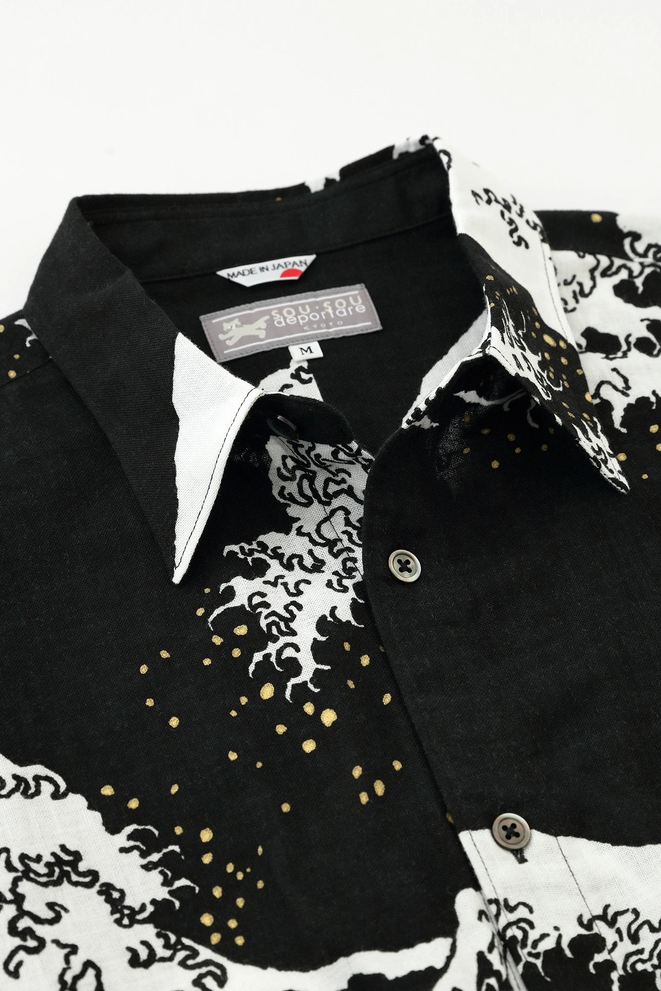 Isemomen Cotton Bun Short Sleeve Shirt／Hokusai The Great Wave off Kanagawa-Recreation Twilight