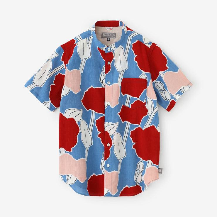 Chizimi Cotton 20/20 Stand Color Short Sleeve Shirt / Lustrous