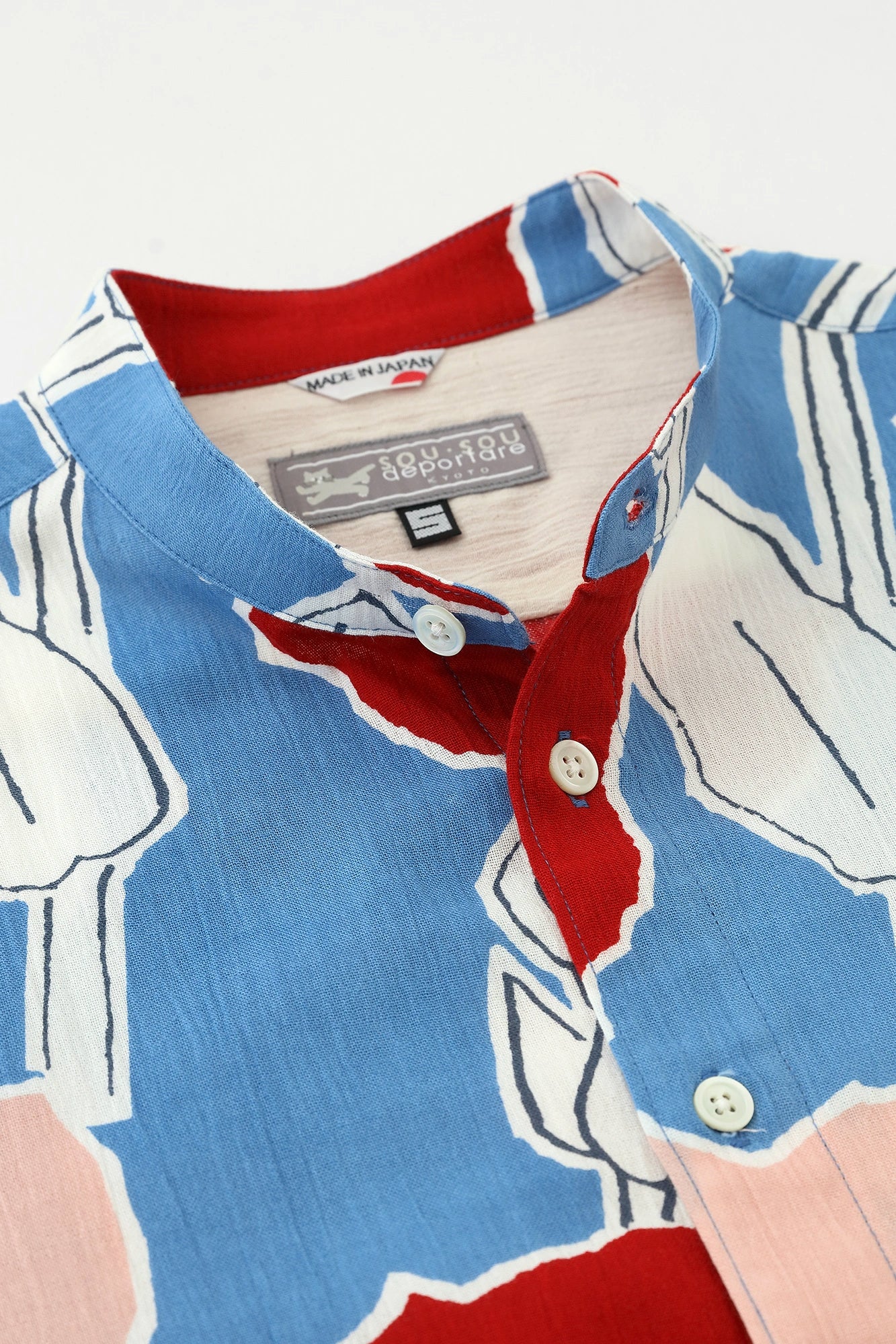 Chizimi Cotton 20/20 Stand Color Short Sleeve Shirt / Lustrous