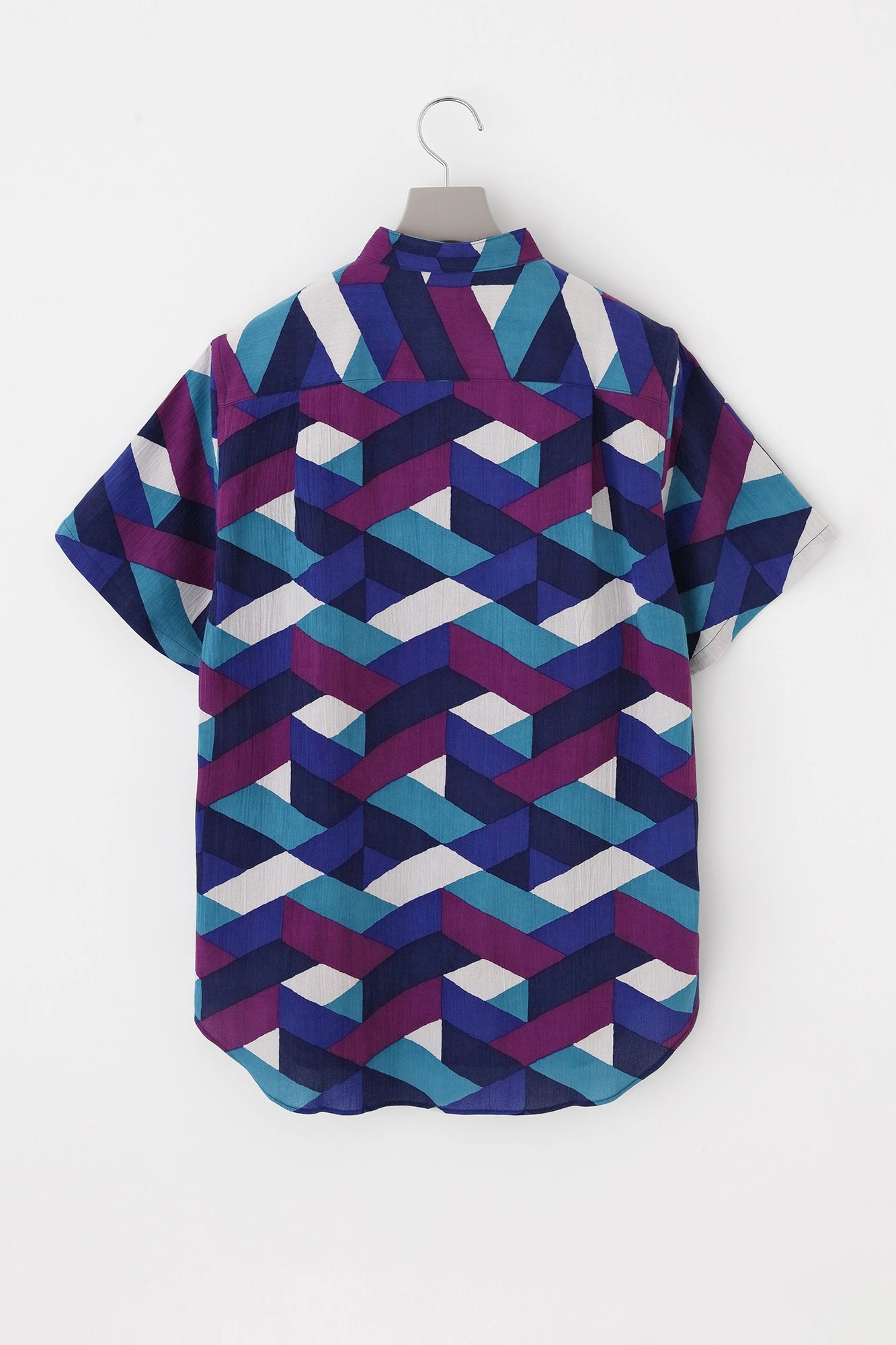 【Ships ard. 6/30】Chizimi Cotton 20/20 Stand Collar Short Sleeve Shirt／Alternate
