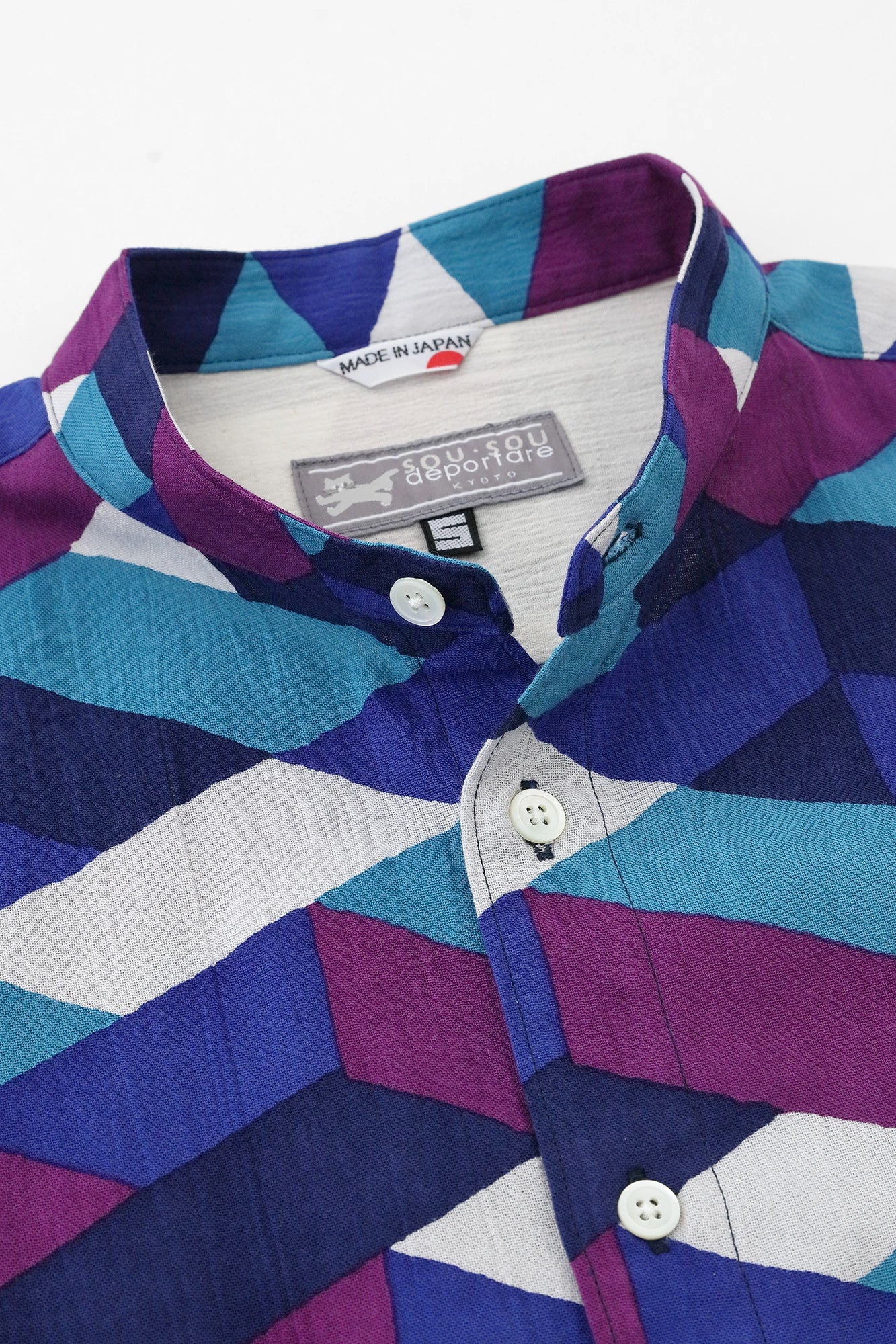 【Ships ard. 6/30】Chizimi Cotton 20/20 Stand Collar Short Sleeve Shirt／Alternate