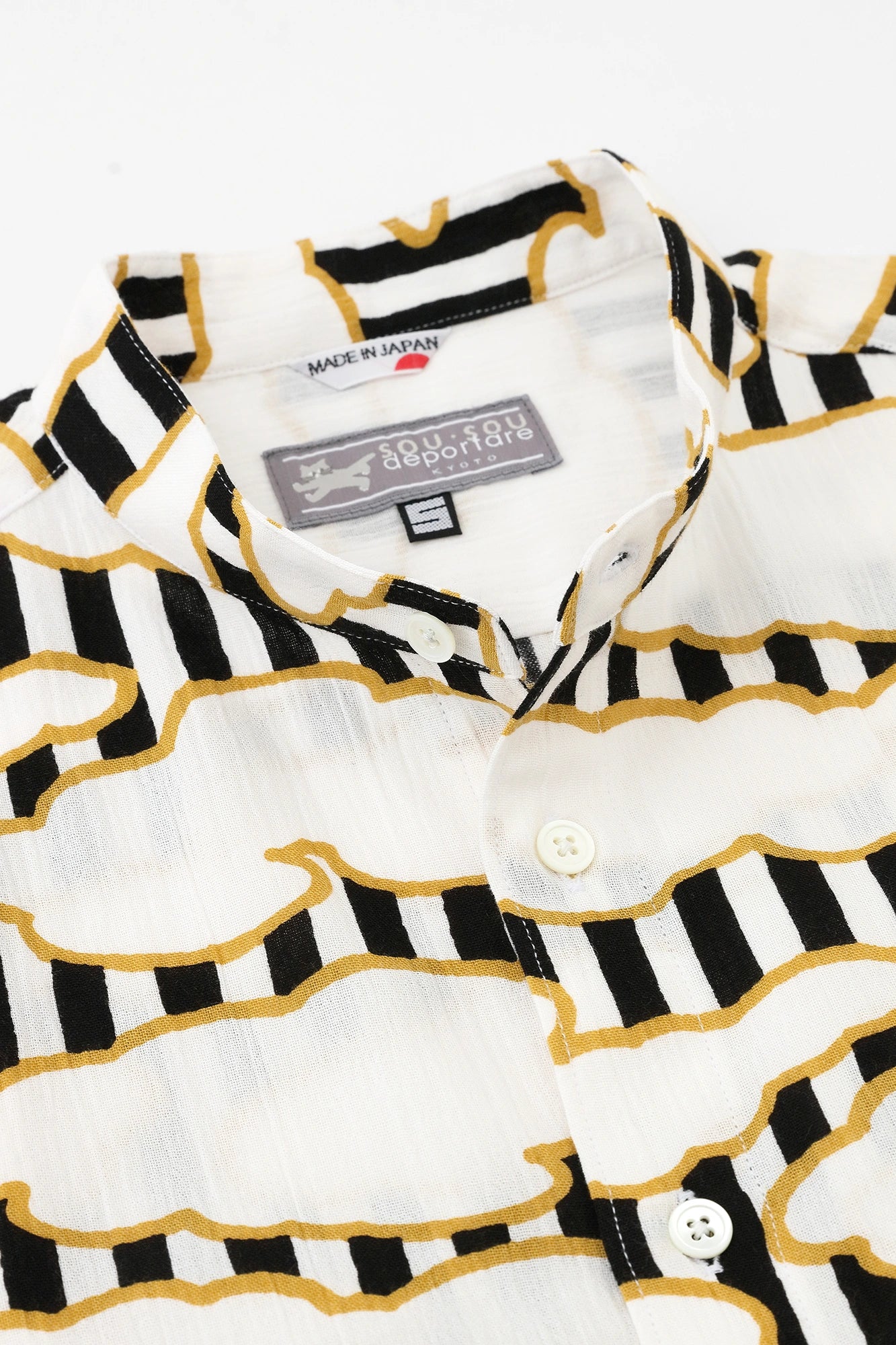 【Ships ard. 6/30】Chizimi Cotton 20/20 Stand Collar Short Sleeve Shirt／Cloud