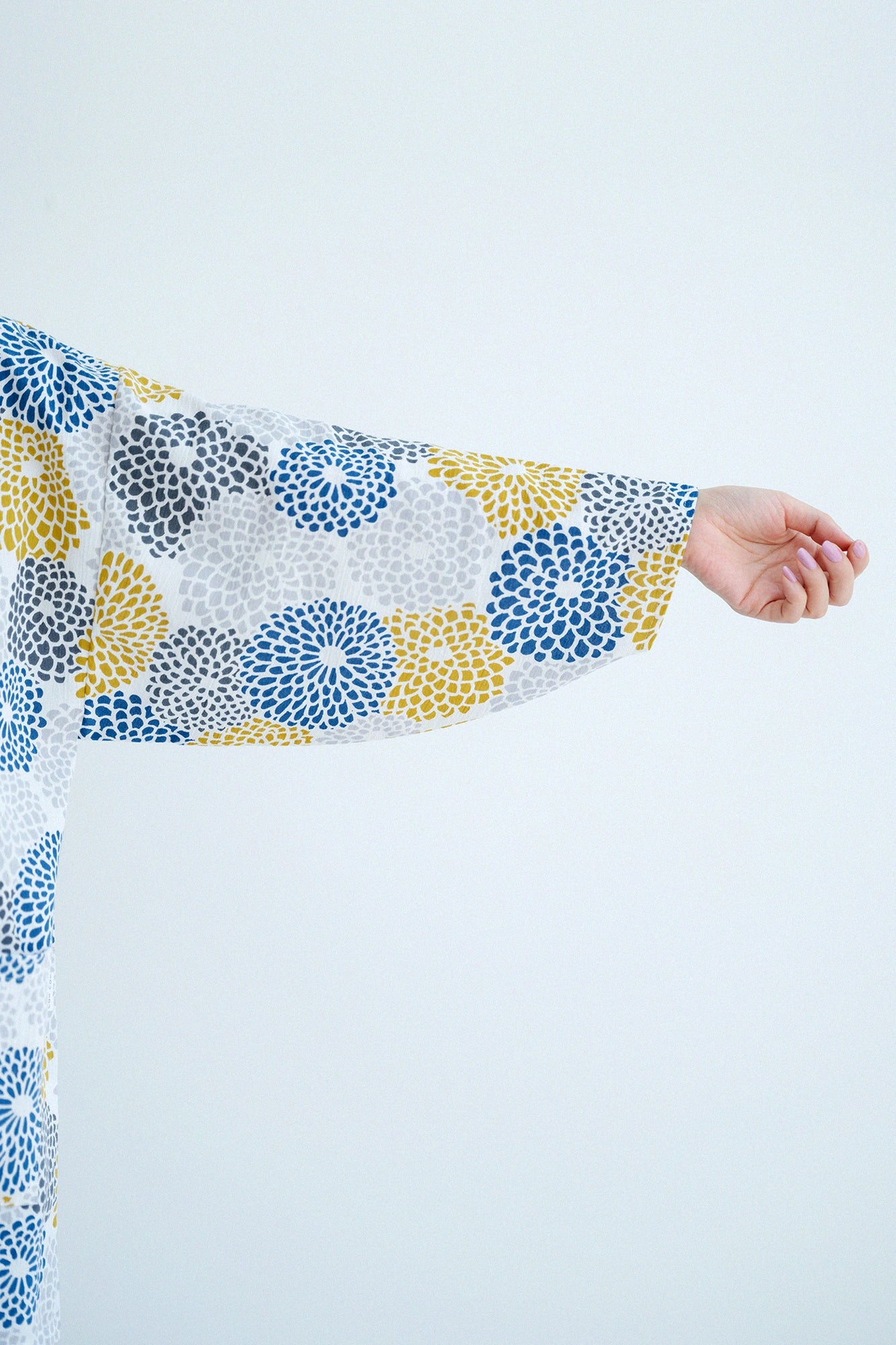 Chizimi Cotton 20/20 Naginata Loungewear／Chrysanthemum Yellow×Greyish Blue