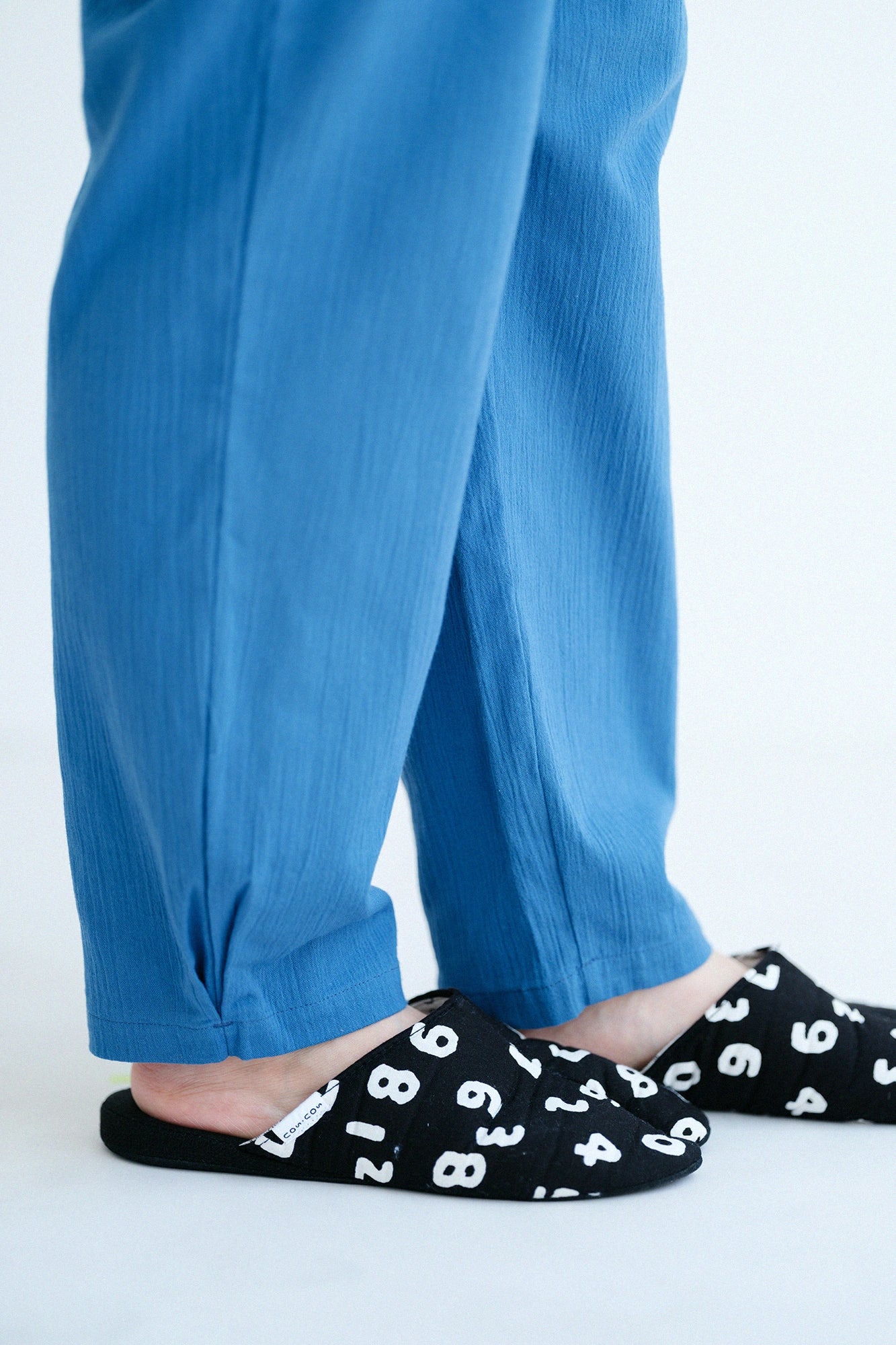 Chizimi Cotton 20/20 Naginata Loungewear／Chrysanthemum Yellow×Greyish Blue
