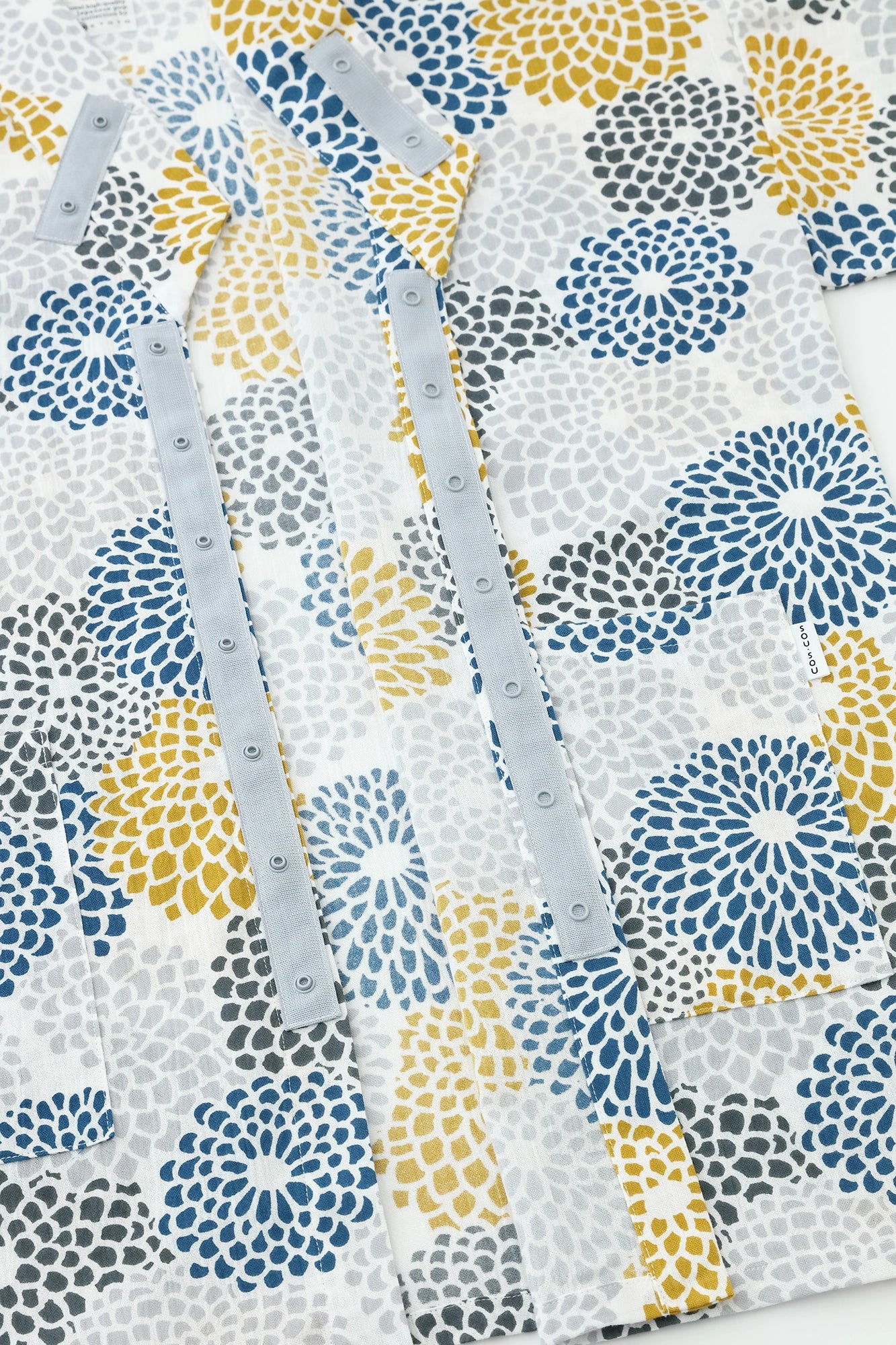 Chizimi Cotton 20/20 Naginata Loungewear／Chrysanthemum Yellow×Greyish Blue