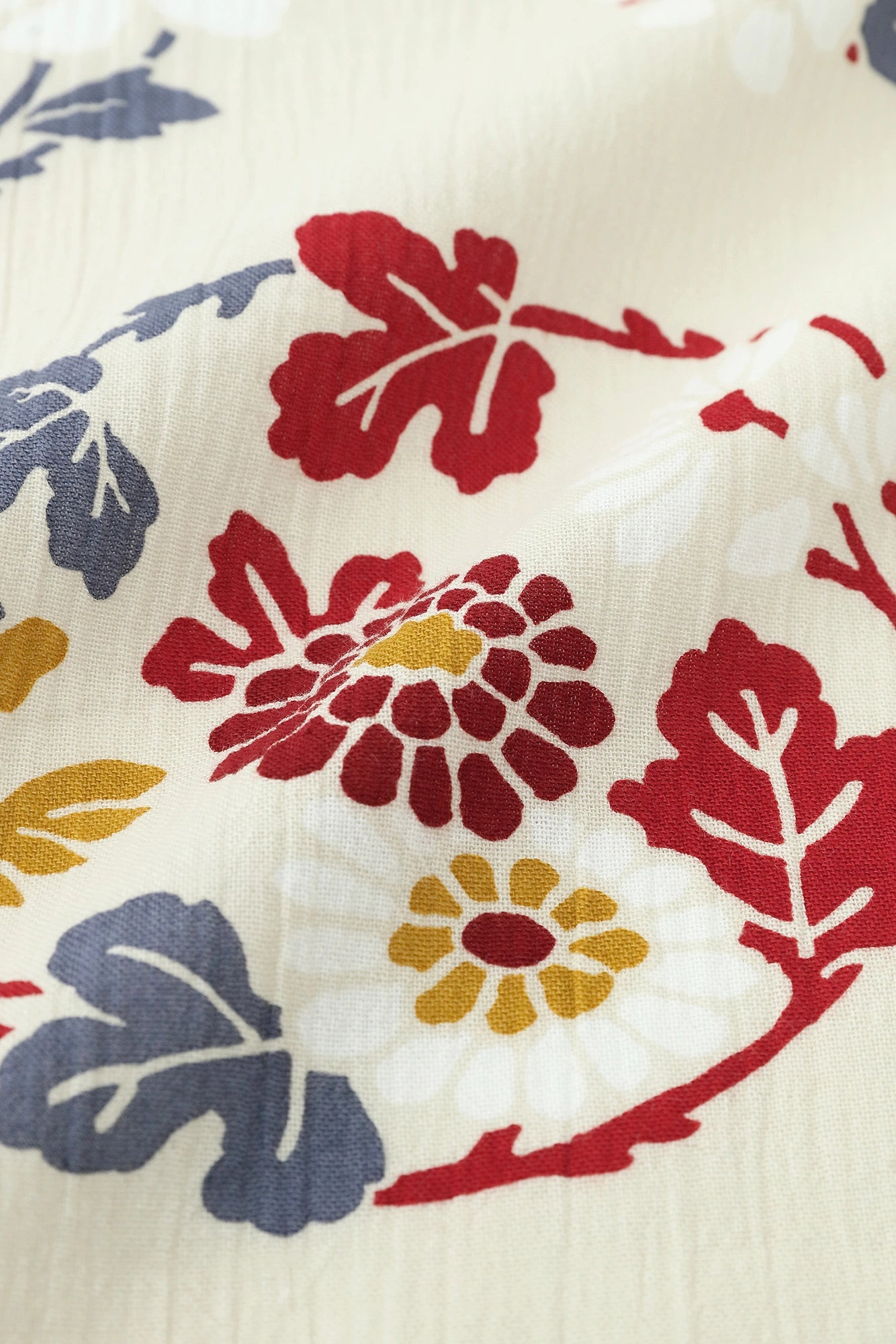 高島縮 20/20 薙刀袖寝間着（なぎなたそでねまき）／花丸文様（はなまるもんよう）×臙脂色（えんじいろ）