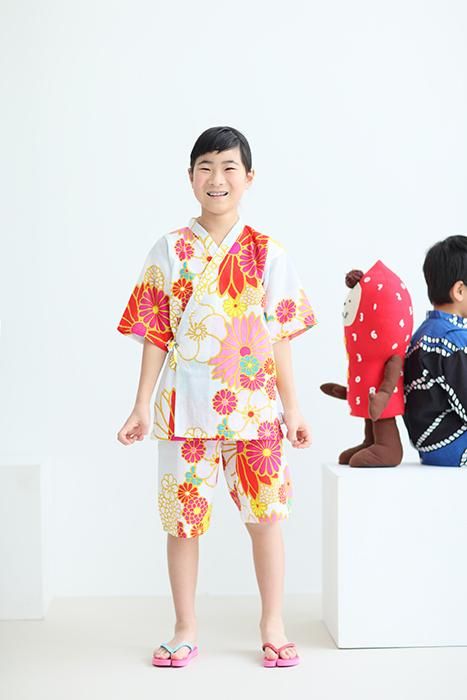 【大人気】SOU・SOU　子供甚平　はなふだ ○いせもめん こどもじんべい／きんらんどんす