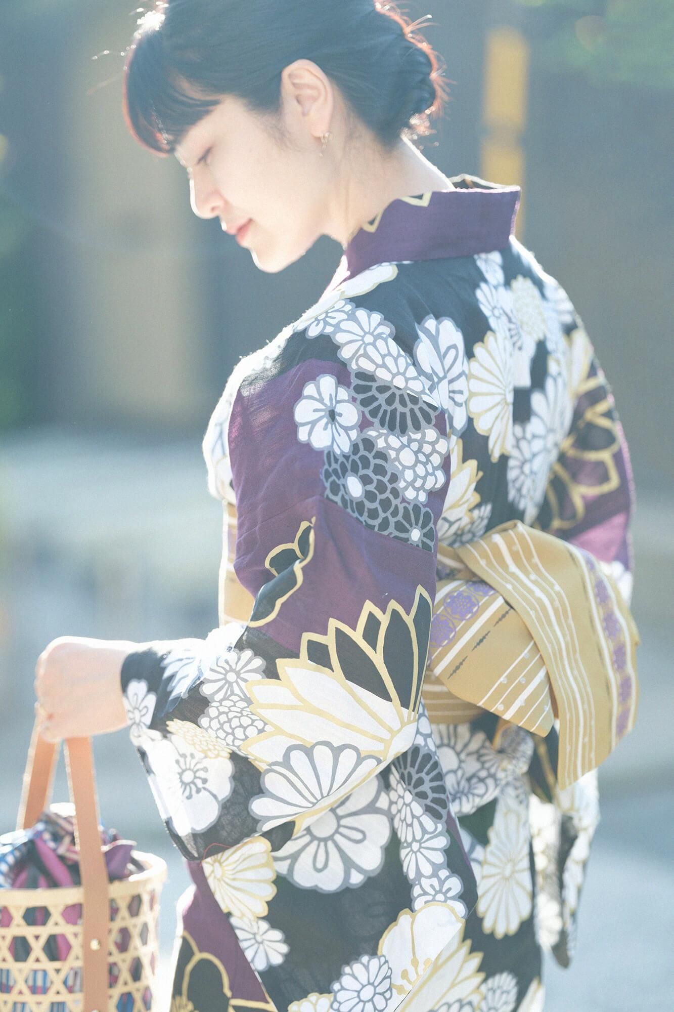 Ceinture pochette demi-largeur Hakata/ocre doré