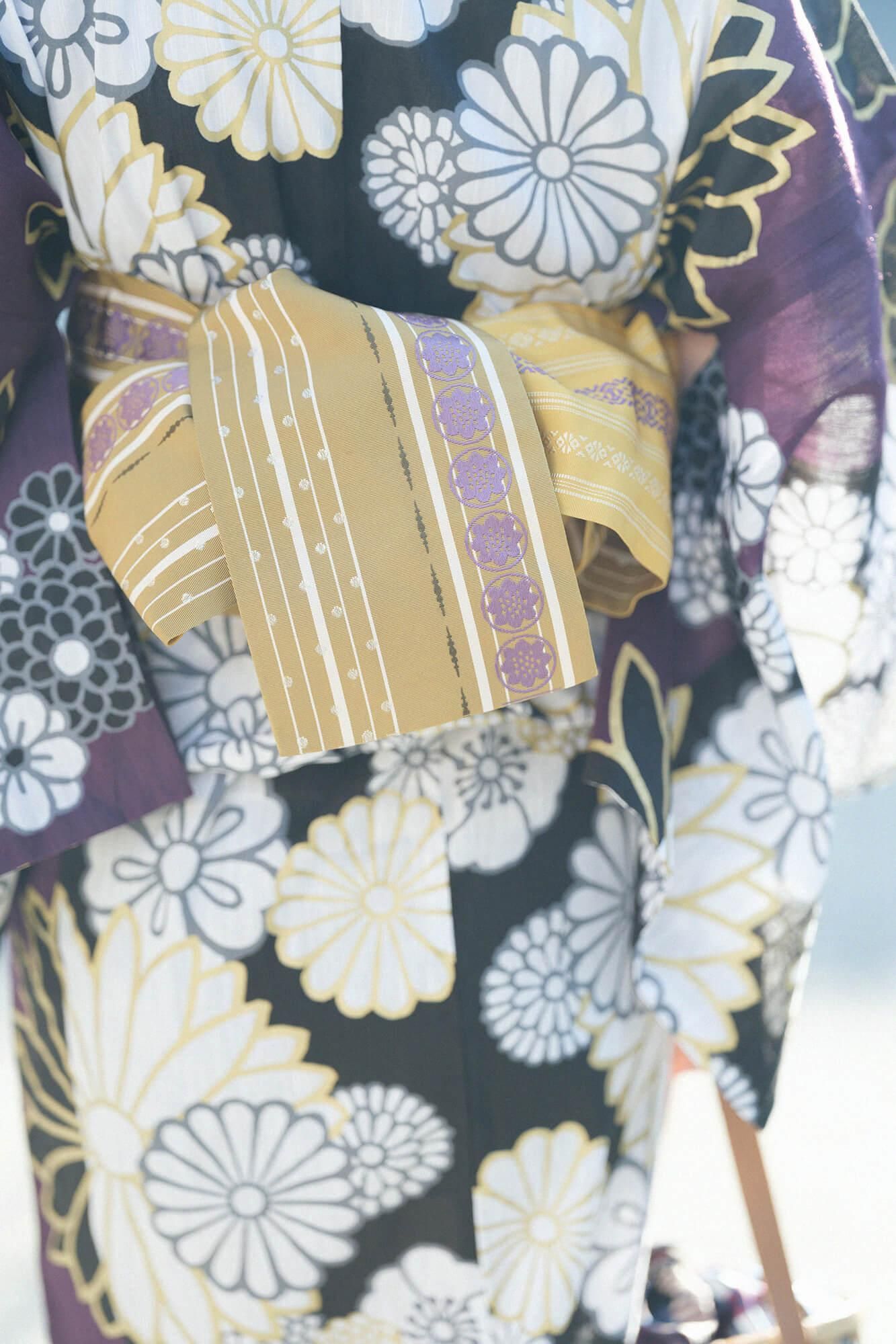 Ceinture pochette demi-largeur Hakata/ocre doré