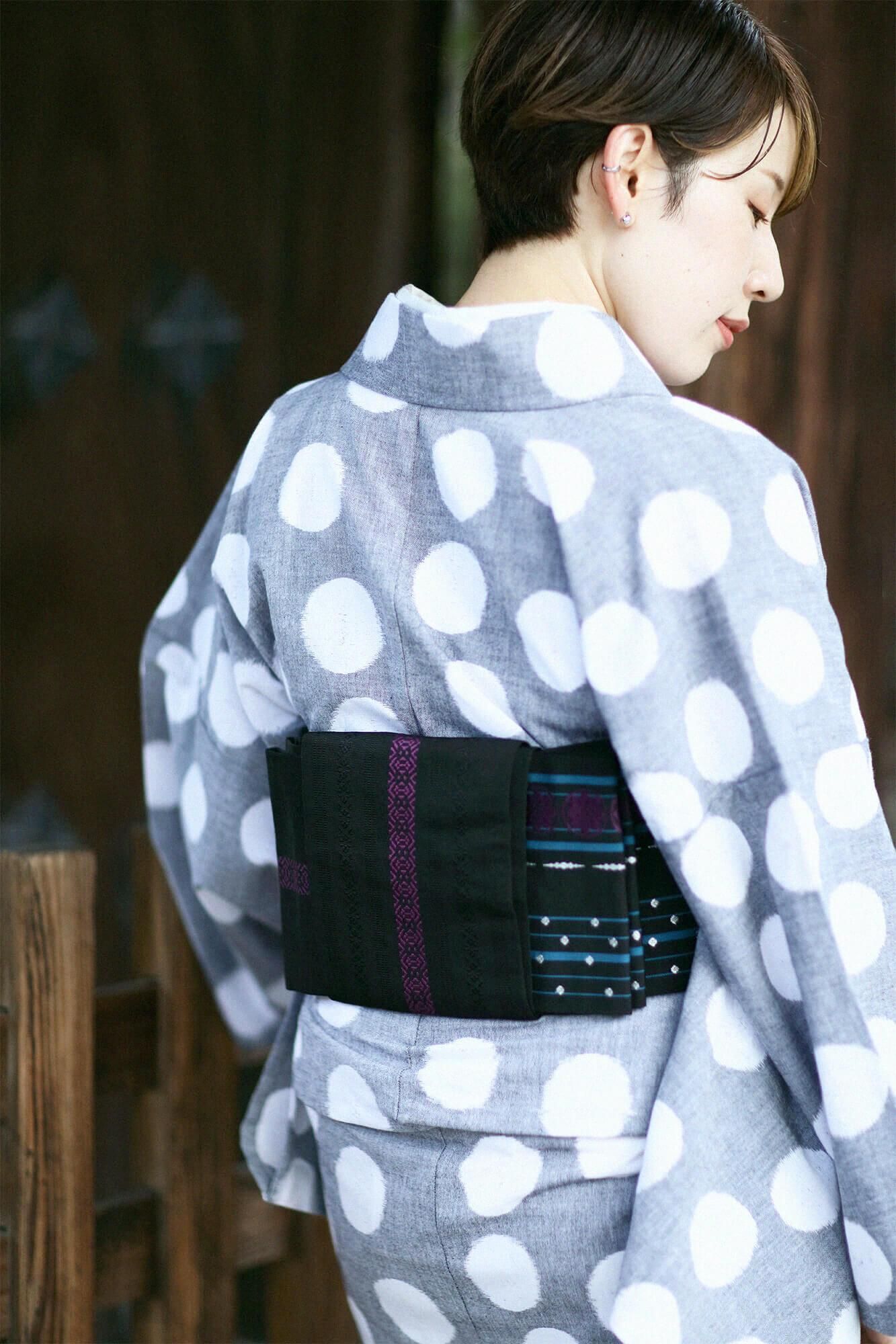 Hakata demi-largeur small sac obi / plume humide (en acier inoxydable)