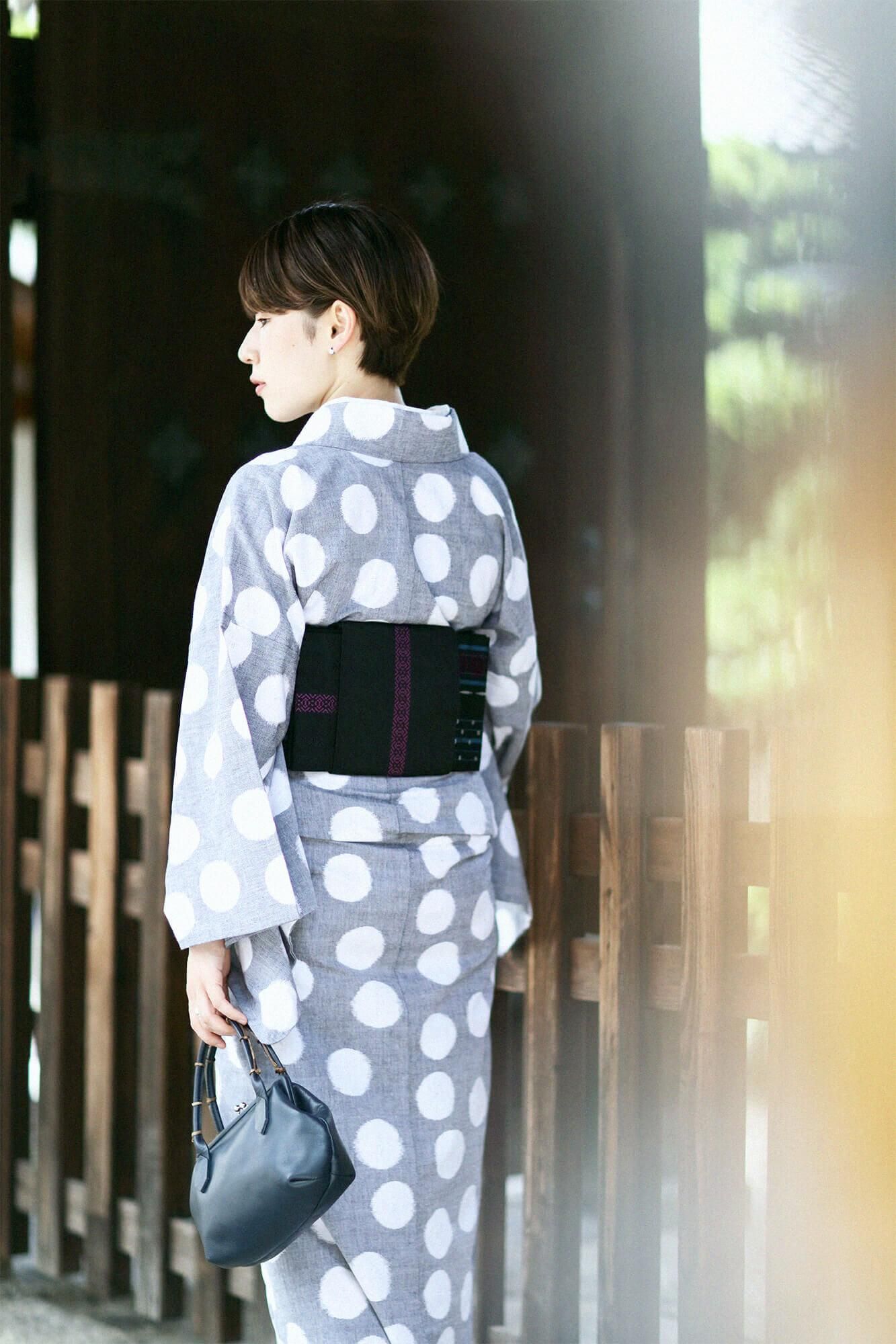 Hakata demi-largeur small sac obi / plume humide (en acier inoxydable)