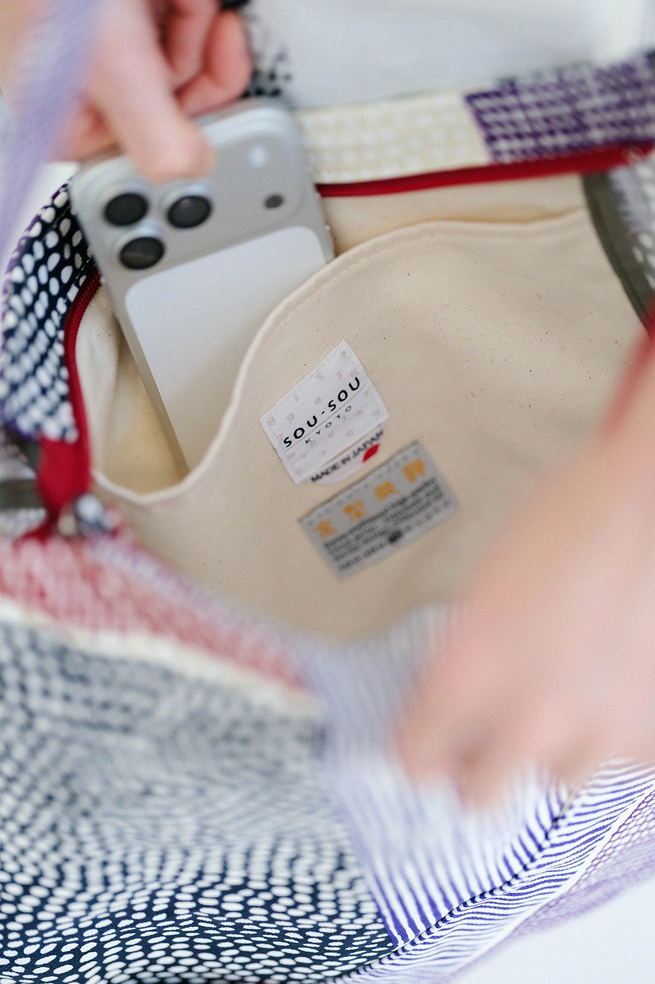 Canvas Shoulder Bag Odayaka / Lines and Dots