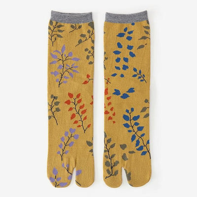 타비양말(정상 길이) / 그림자 잎 (Hakage) 머스타드 색 (Karashiro) [남성과 여성을위한]