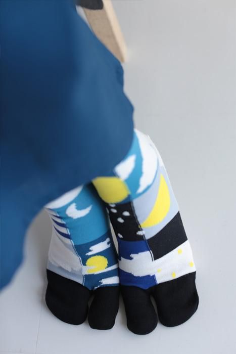 Tabi-Unterteil (normale Länge)/Mond und Sterne marineblau [für Männer und Frauen]