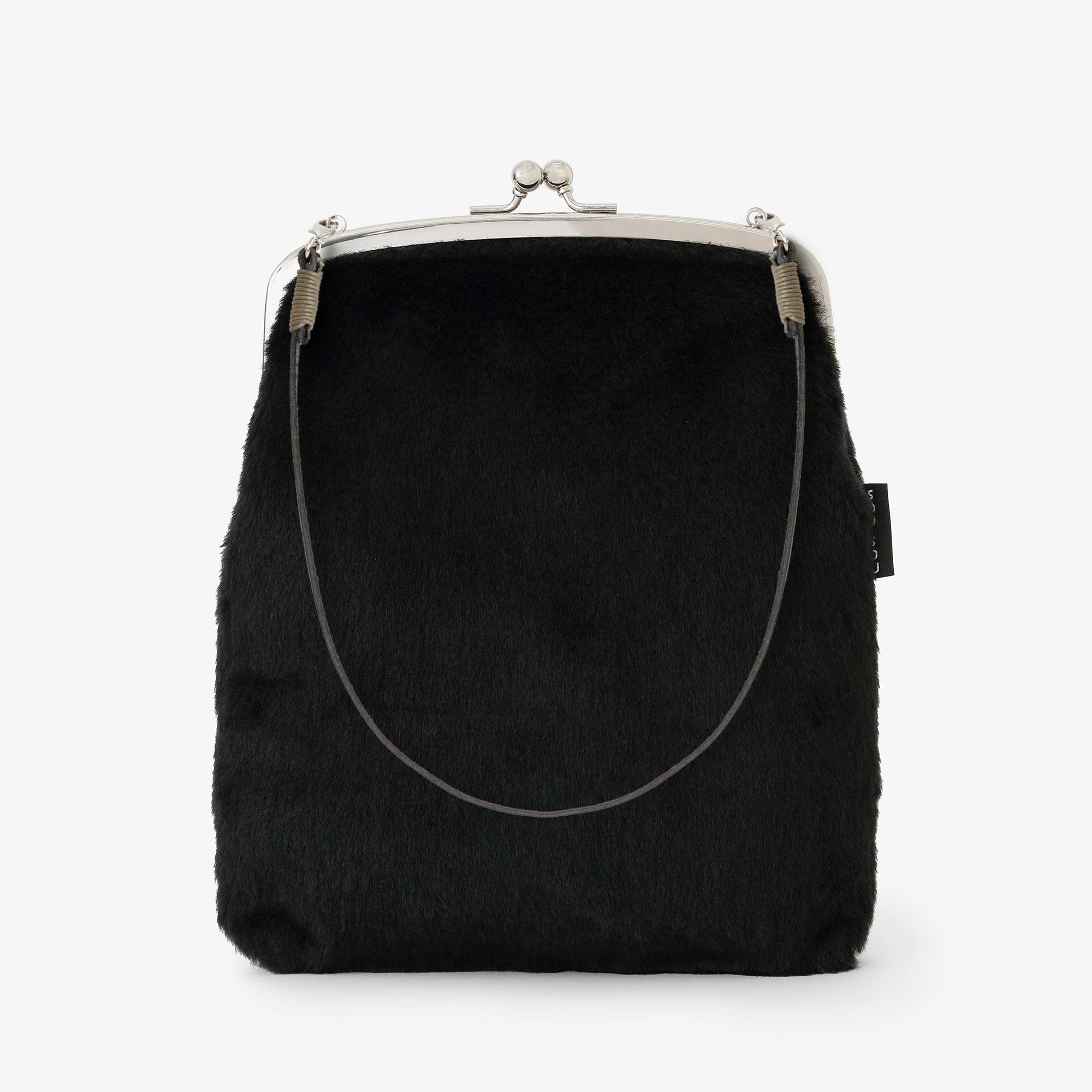 Faux Fur Gamaguchi Clasp Purse Large／Black