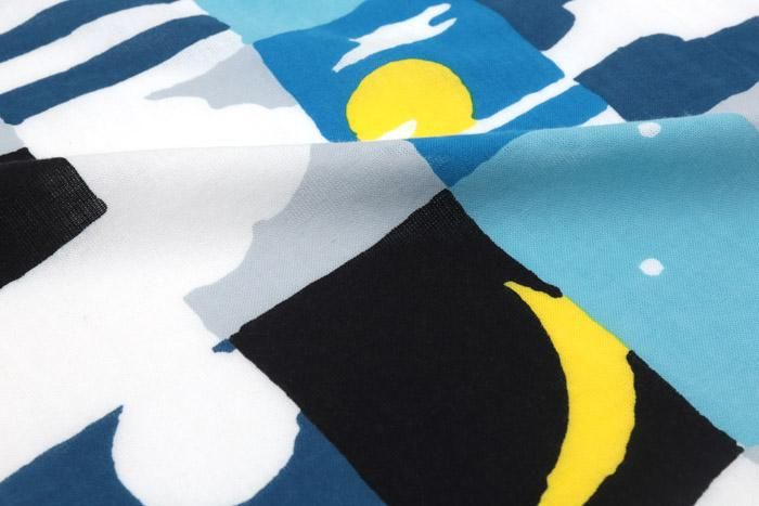 伊勢木棉圖案紋樣手巾（短版）/月與星