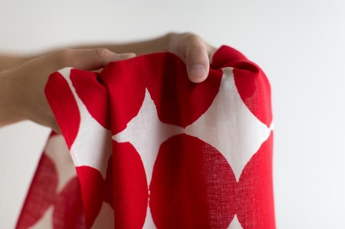 ISE棉花纺织品tenugui/ohajiki大乳白色X深猩红色