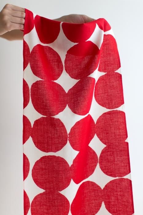 ISE棉花纺织品tenugui/ohajiki大乳白色X深猩红色