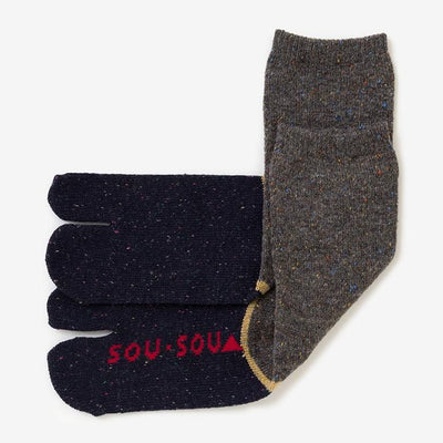 Wool Tabi Socks (Mid-calf) Bi-color／Dark Grey【Men・Women】
