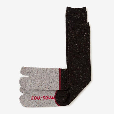 Bi-color Wool Tabi Socks (Under Knee)／Black【Women Size Only】