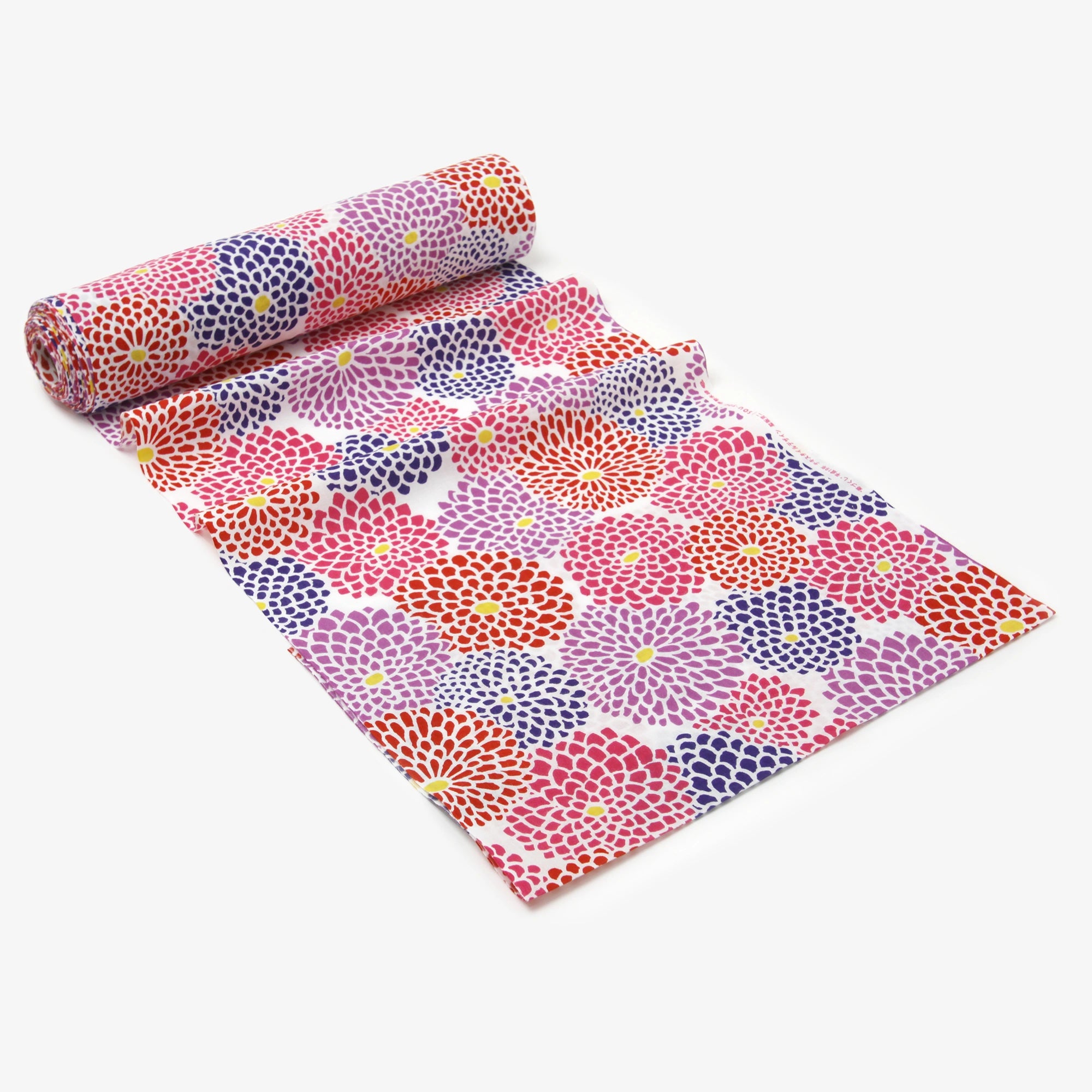 布料剪裁販售 （伊勢木綿：特岡）／全菊 藍紫色×亮紅色＜50cm＞