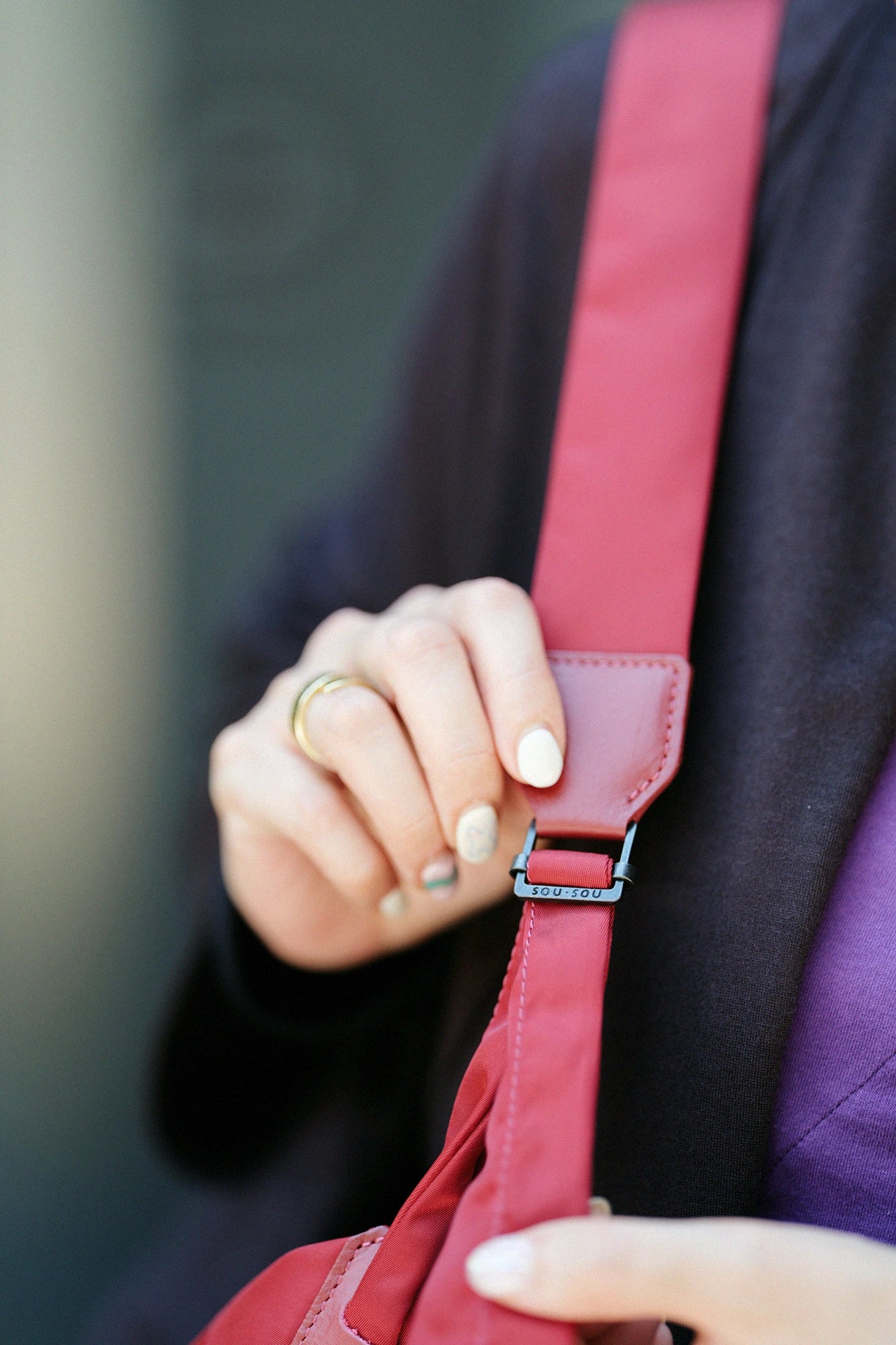 SOU・SOU×y'saccs 肩背包 穩（okeuka gyo）/胭脂紅（enjiro）x a時間2