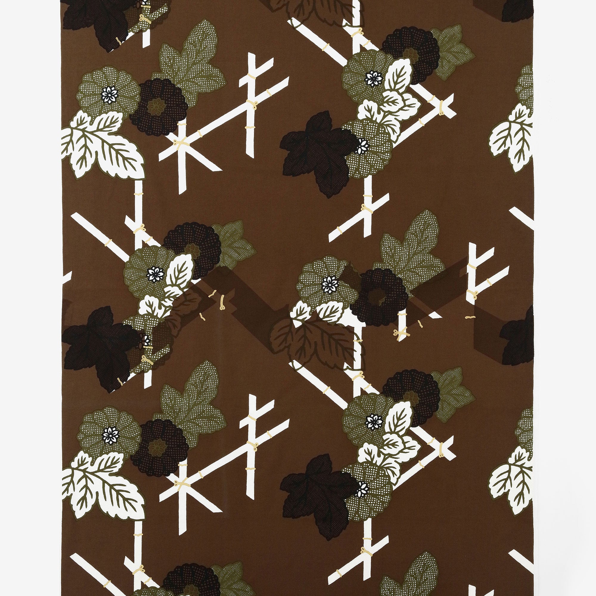 【40%OFF】Imperfect Fabric Sale  ＜Dobby Weave＞／Fenced Chrysanthemum-Recreation Brown