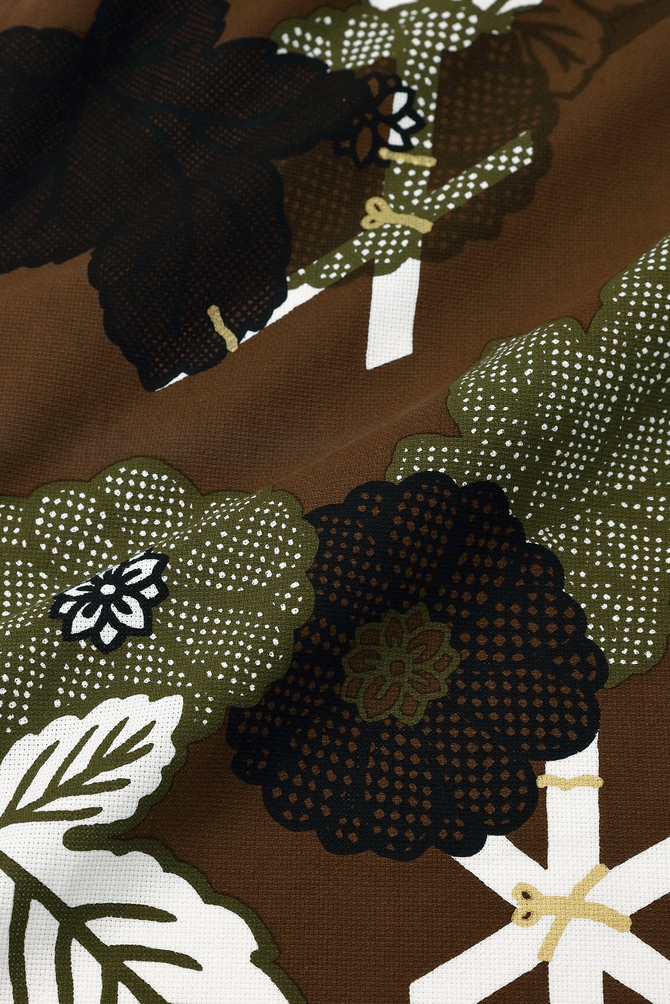 【40%OFF】Imperfect Fabric Sale  ＜Dobby Weave＞／Fenced Chrysanthemum-Recreation Brown