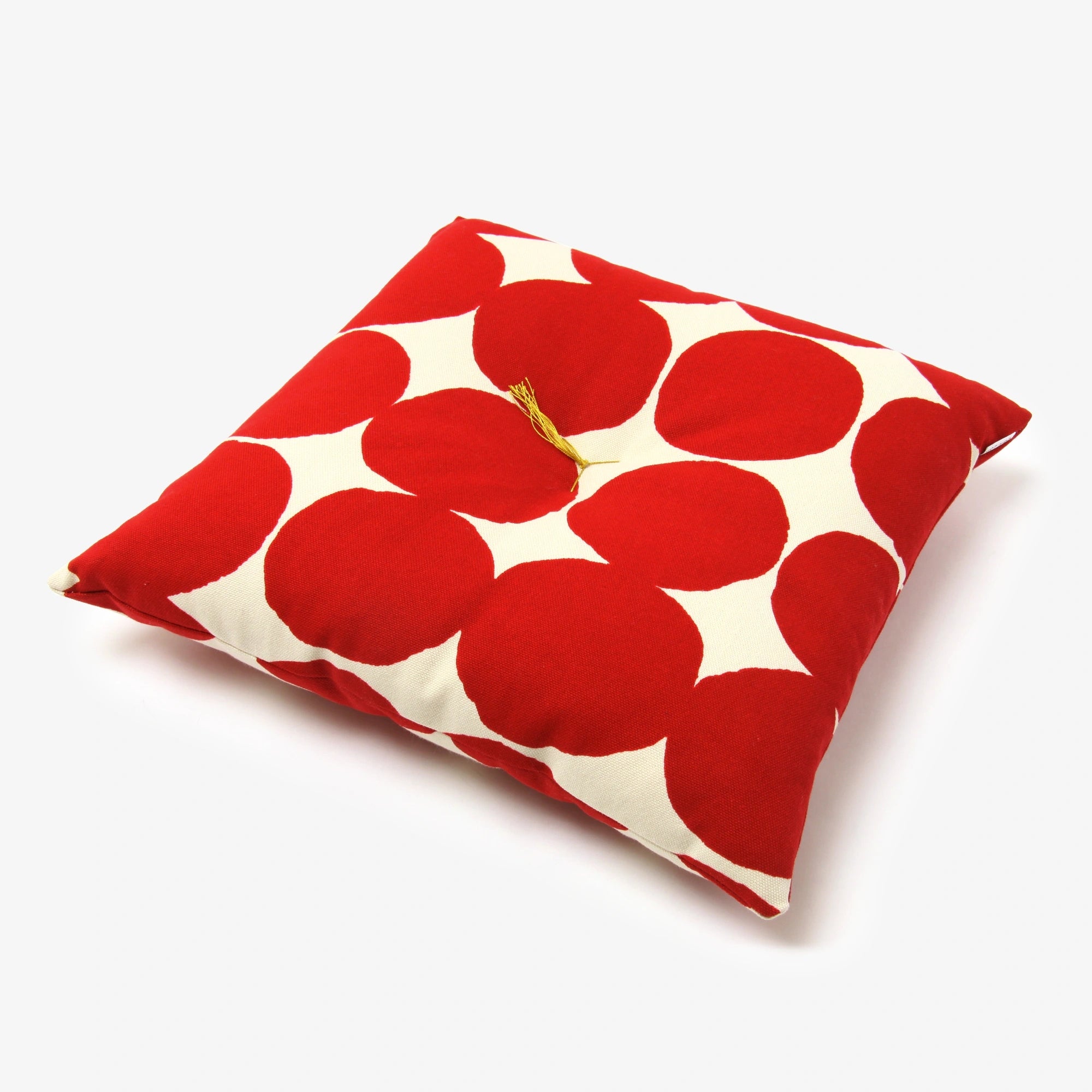 [Expédié sous 3 semaines] Coussin SOU/SOU Kyoto (toile n°8) / Taille Ohajiki, blanc laiteux x écarlate profond (Kokihi)