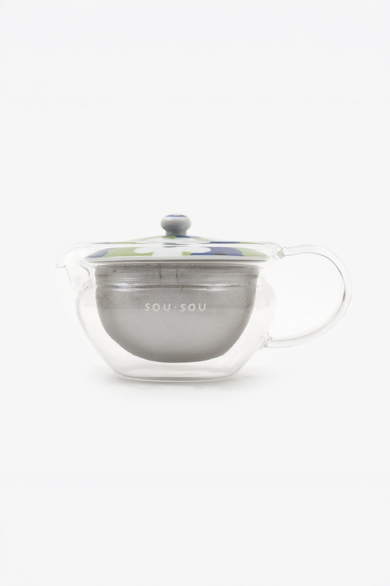 耐熱玻璃茶壺和茶罐套組／疊花