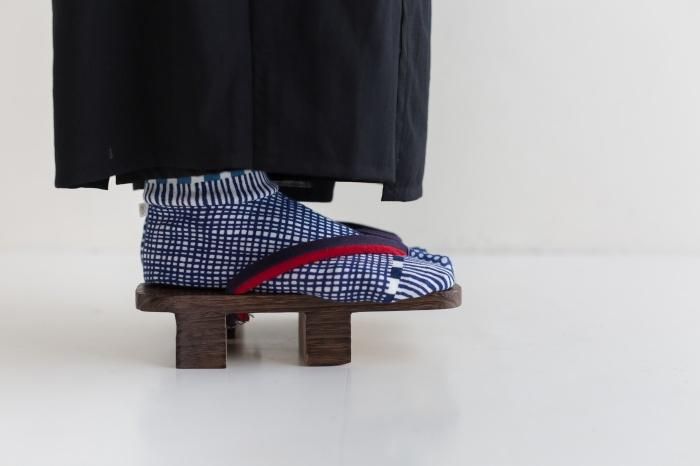 Stretchable Cotton Tabi Socks／Lines and Dots Seiwa ※Non-slip Sole