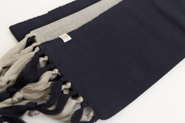 Braid Obi Belt / Ink Blue×Silver Grey