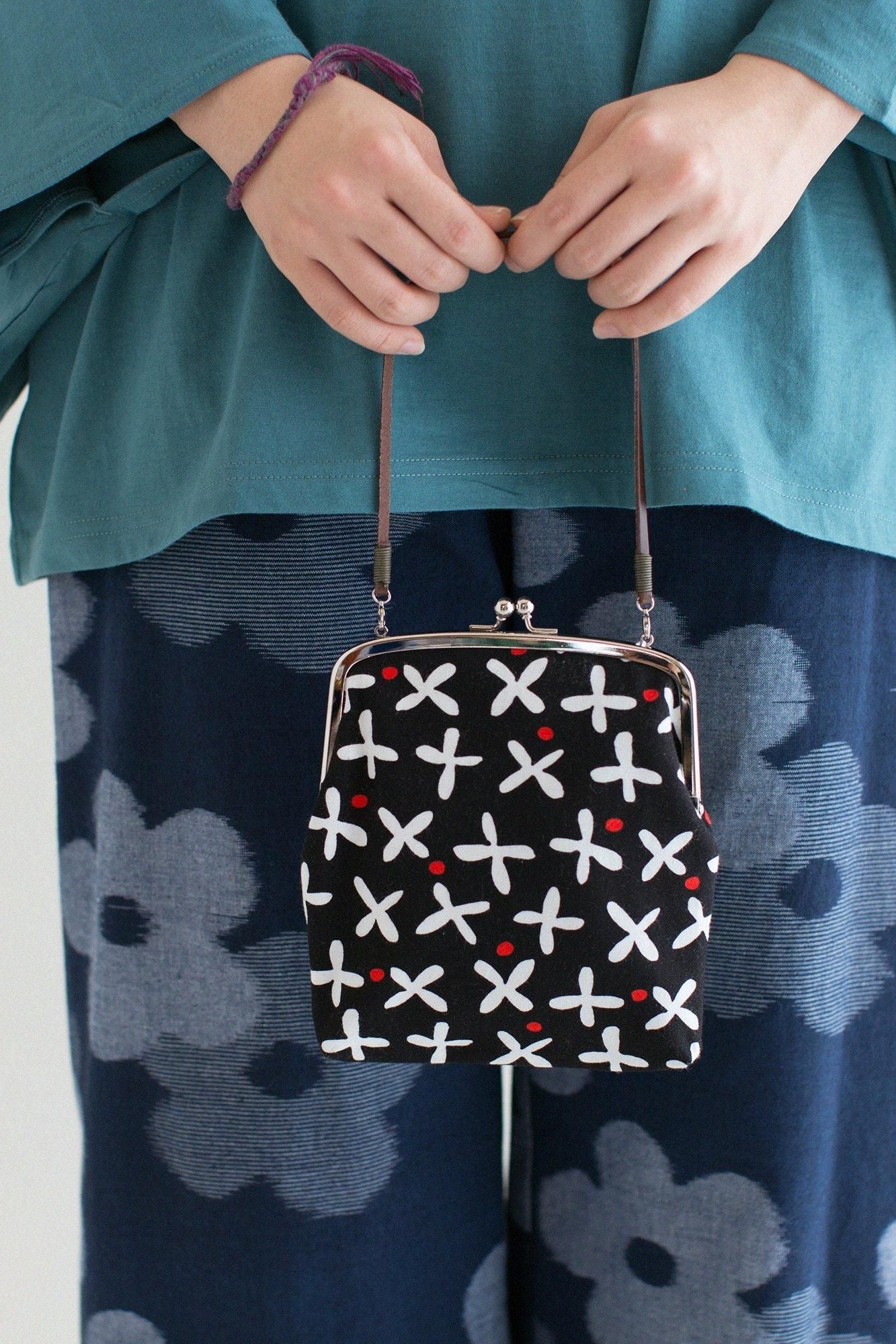 No.12 Soft Canvas Gamaguchi Clasp Purse (L) / Suzushiroso Small Black