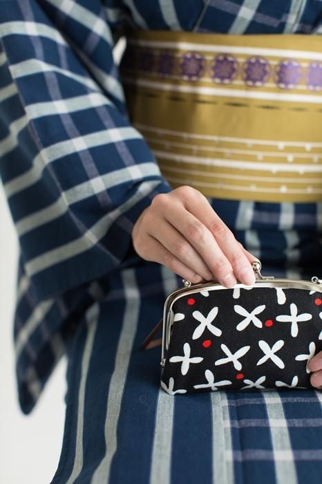 Soft Canvas Gamaguchi Clasp Purse Double Layer / Suzushiro Black