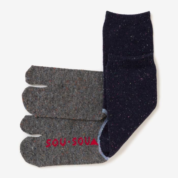 Wool Tabi Socks (Mid-calf) Bi-color／Dark Blue【Men・Women】