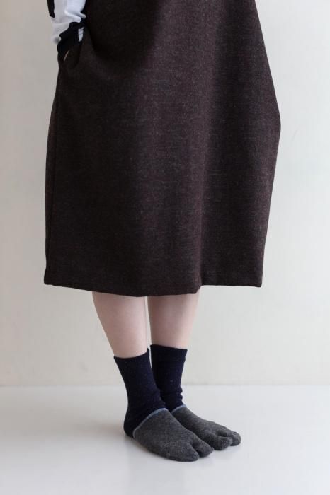 羊毛雙色分趾襪（普通長度）／深藍色 【男・女性用】