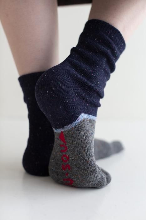 羊毛雙色分趾襪（普通長度）／深藍色 【男・女性用】