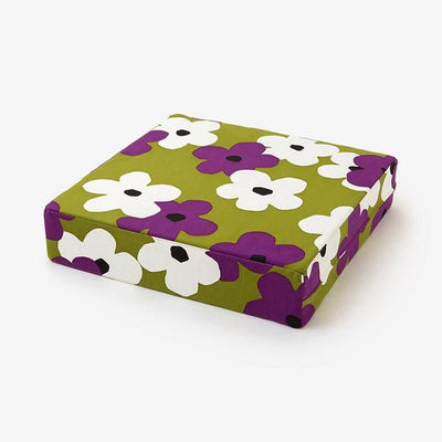 Box Cushion／Layered-flowers Moegi [※DeliveryApproximately 3 weeks]