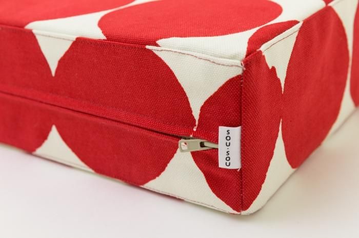 Box Cushion／Marbles Large Milkwhiteminds old time with) x deep scarlet (ko)kifire)【※DeliveryApproximately 3 weeks]