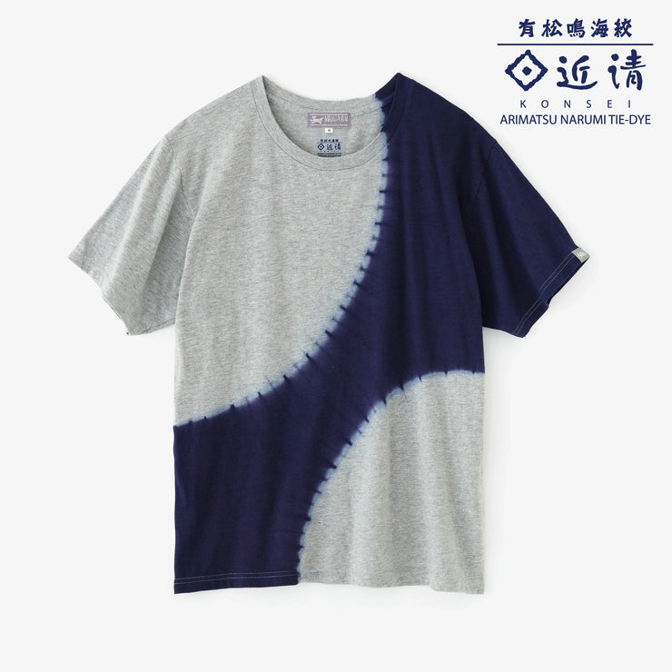 【6月30日頃発送予定】近清絞り 染め分け半袖Tシャツ[5.0]／プラネート ヘザーグレー×ネイビー2
