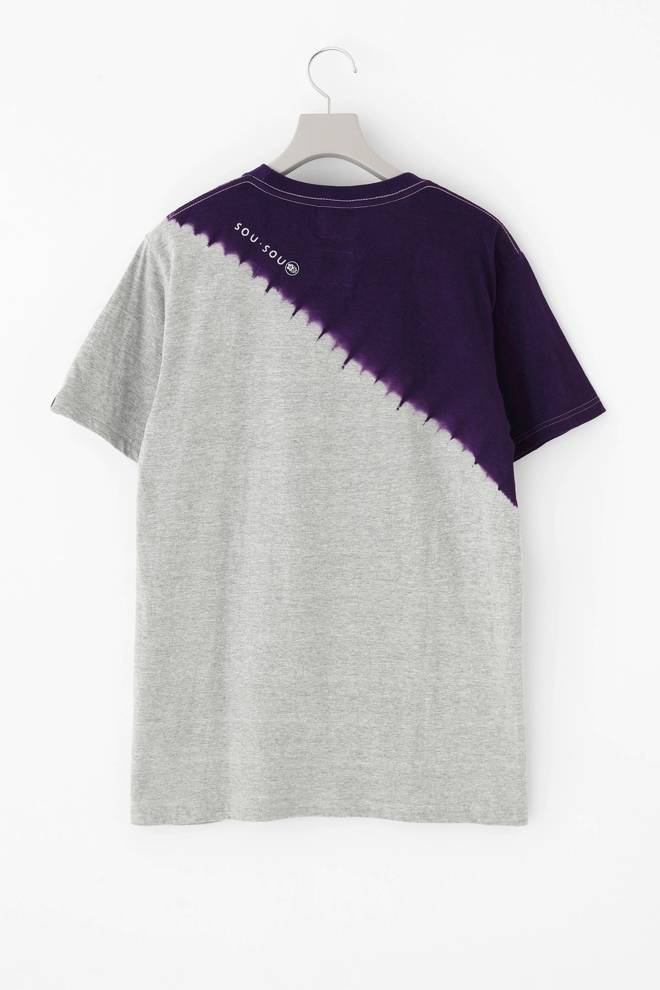 【6月30日頃発送予定】近清絞り 染め分け半袖Tシャツ[5.0]／メッセンジャー ヘザーグレー×パープル