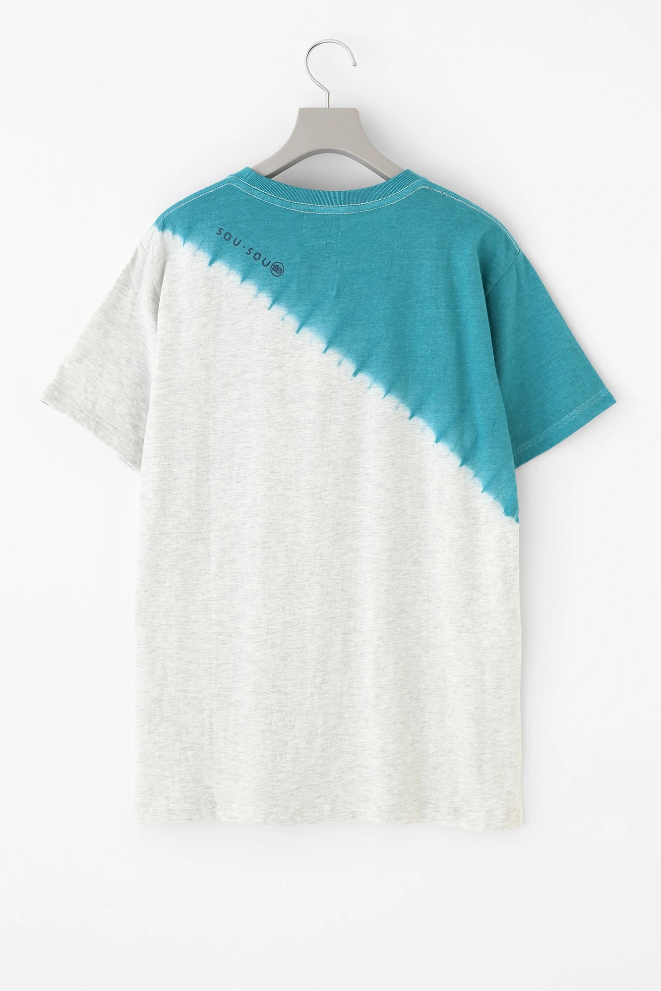 【6月30日頃発送予定】近清絞り 染め分け半袖Tシャツ[5.0]／メッセンジャー アイボリー×ターコイズブルー